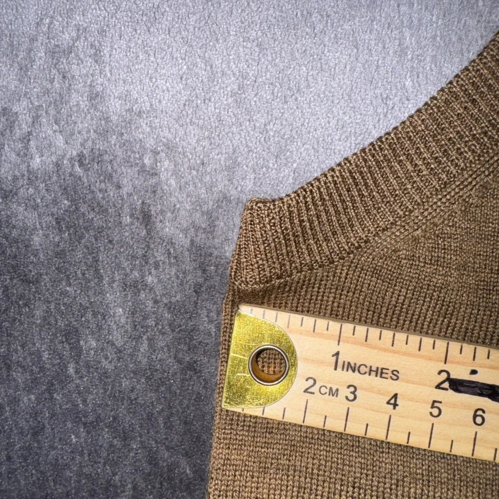 Brooks Brothers 346 Mens Large Brown 100% Merino Wool V-Neck Sweater Vest